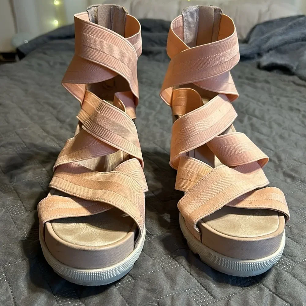 Sorel Leather Joanie II Platform Wedge Sandals 9
